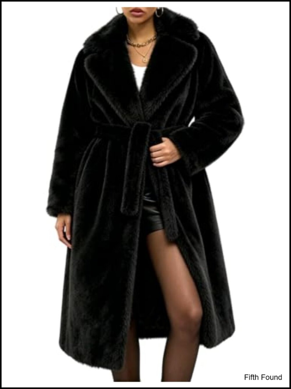 Womens Long Faux Fur Coat Winter Warm Shawl Collar Fluffy Jacket